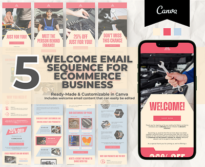 Editable Car Maintenance Welcome Email Sequence Template brand templates canva email canva template email design email marketing email templates klaviyo template mailchimp template newsletter template welcome email