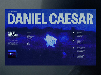 Daniel Caesar - Never Enough aesthetic album art direction artist blue daniel caesar disc editorial fonts interaction layout love music never enough pink ui vinyl webdesign website