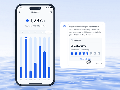 asklepios v2: AI Health & Wellness App - Hydration Water Tracker ai health assistant ai health companion ai healthcare app blue clean digital health app health tracker app health ui health ui kit healthcare app healthcare ui kit hydration app minimal mobile app modern virtual care water app water tracker app wellness app wellness ui kit