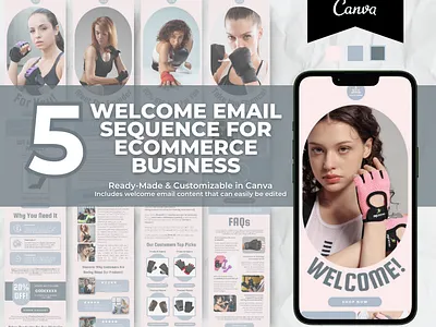 Editable Sports Equipment Welcome Email Sequence Template brand templates canva canva template email marketing klaviyo template mailchimp template newsletter template template