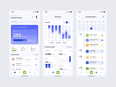 Diet App - Calories Tracker Mobile App UI/UX activity app applications blue calorie traker calories design diet diet app eat food health mobile mobile app mobile app design nutritions ui ux weight wellness