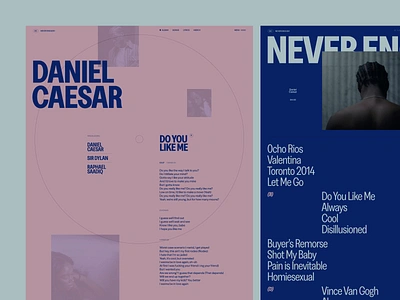 Daniel Caesar - Never Enough art direction artist daniel caesar disc editorial interaction layout music never enough poster print rb tour ui vinyl webdesign website