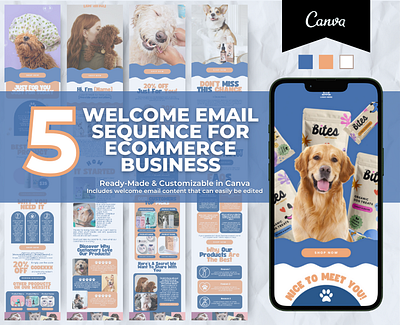 Editable Pet Health Products Welcome Email Sequence Template brand templates canva canva template email marketing email templates klaviyo template mailchimp template newsletter template template welcome email