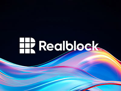 Realblock - Logo Design (Unused & For Sale) bitcoin block coin crypto cryptocurrency digital fial fiat fintech logo minimal modern money monogram nft r real simple startup tech