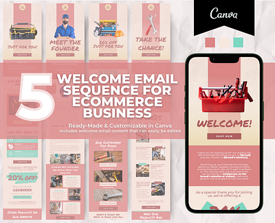 Editable Tools & Equipment Welcome Email Sequence Template brand templates canva email canva template email marketing klaviyo template mailchimp template newsletter template welcome email