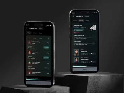 WareTrack Mobile App - SaaS Warehouse - Delivery Details clean dark mode ui dark thema delivery app delivery tracking design inspiration driver app fleet manangement futuristics ios design logistics app maps minimal design mobile app design modern ui package tracking route uiux uiux design warehouse