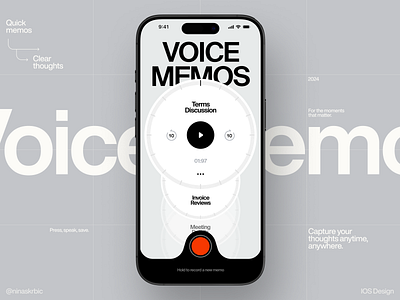 Voice Memos - Mobile App Concept ai ai chat ai design app app design audio chat chatbot gpt ios listen mobile mobile app play productivity ui ui design ux voice voice memos