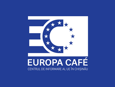 Europa Café Logo blue branding c letter cafe cafe logo e letter europe flag freedom graphic design liberal liberalism patriotism rectangle stars unity values