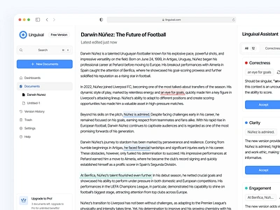 Linguixal - Spell Checker Dashboard ai analytics blue dashboard data visualization editor grammar language light mode messages saas saas dashboard saas design saas product saas ui templates text editor web app web design writing