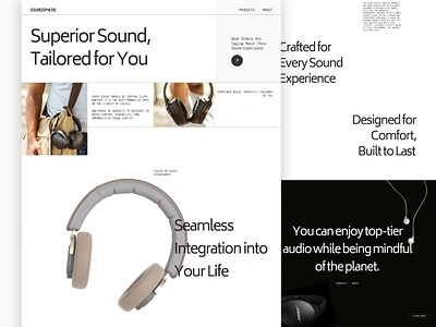 SoundSphere: Designing the Future of Audio 🎧✨ black clean cleanui design dribbbleshoots e commerce inspiration landingpage minimalistui modern modernui music neobrutalism trendingui ui uiinspiration uilandingpage uiwebsite ux white