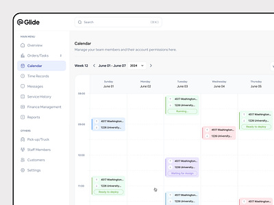 Glide Movers & Truck - Calendar view calendar delivery service e commerce filllodesign glide landing page moving service on demand service ui design web design