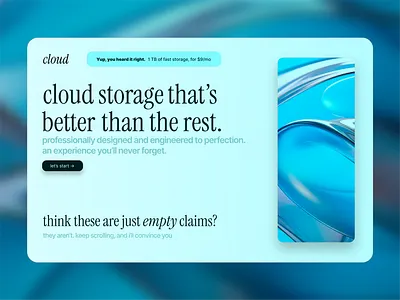 cloud: A cloud storage provider blue cloud cyan landing