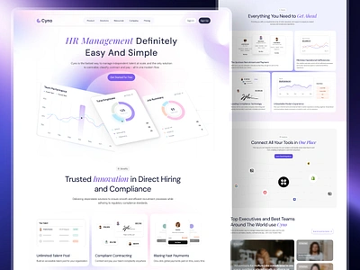 Cyno-HR Management SaaS Landing Page b2b employee management homepage hr hr landing page hr management hr website hris human resource landing page payroll managemnt saas saas design saas landing page saas website stratup uiux design webdesign website