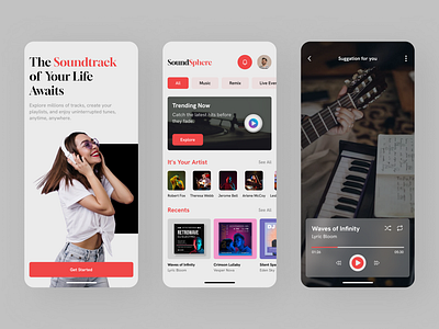 SoundSphere - Mobile App application mobileapp musicapp productdesign teqnomandesigns uiux userinterface webdesign