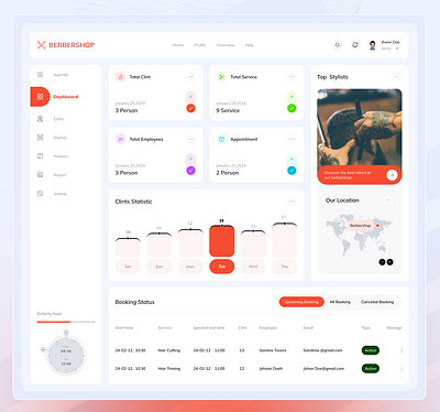 Barbershop/Salon Dashboard admin dashboard barbershop app barbershop ui barbershopdashboard beauty business booking app ui dashboard dashboard design hair salon ui hair style interface design salon management shop ui ux design user dashboard