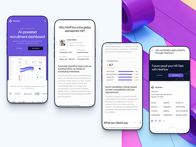 📑 HireFlow Responsive Landing Page ai clean recruiting ui uiux website