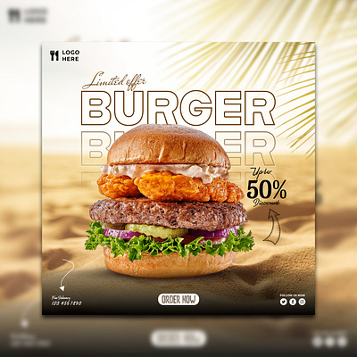 Burger Social Media Post animation branding brochure design flyer graphic design illustration typography vector