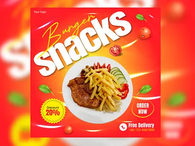 Food Instagram Post animation branding brochure design flyer graphic design illustration typography vector