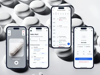 asklepios v2: AI Health & Wellness App - Medication Schedule UI ai health assistant ai health companion ai healthcare app blue clean digital health app drug app health tracker app healthcare app healthcare ui kit medication app medication ui minimal mobile app modern pill app pill identifier app virtual care wellness app wellness ui kit