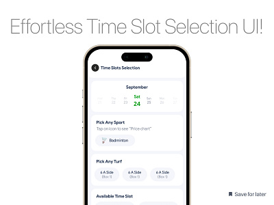 Time Slot Selection UI! app app design booking app design mobile app modern ui sport app ticket selection time selection ui uiux