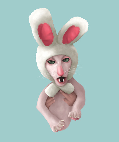 Easter bunny 2d animals art cat cats digitalart easter illustration procreate