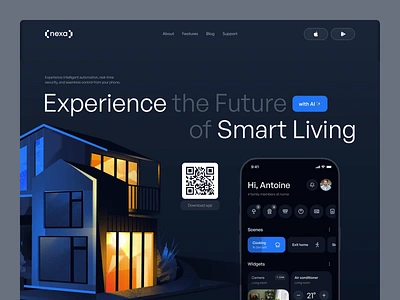 Landing Page for Nexa – Smart Home App ai animation app landing page motion ui promo saas web website