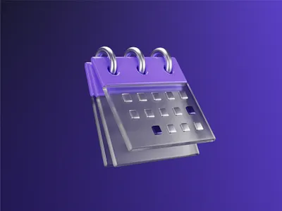 3D Illustration - Calendar 3d 3d icon 3d illustration blender broker calendar glassmorphism icon pack illustration pack purple trade