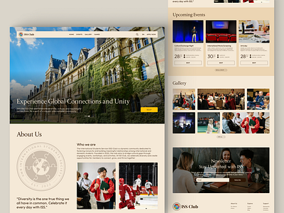 International Students Society Club - Website branding club club website college college club design landing page landingpage logo mockup student ui university university club ux web web design website