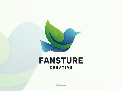 FANSTURE Creative Logo Design abstract animal bird brand branding colorful company fly gradient graphic design health leaf leaves logo design modern nature wellness