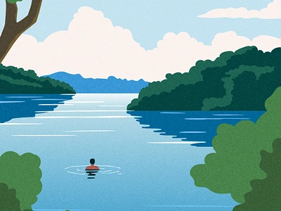 Lake forest illustration lake peaceful silence swim