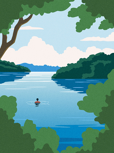 Lake forest illustration lake peaceful silence swim