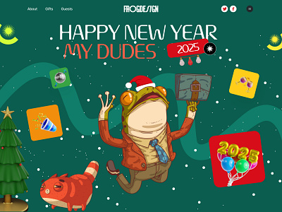 Happy New Year 2025 My Dudes 2025 christmas design frog graphic design newyear