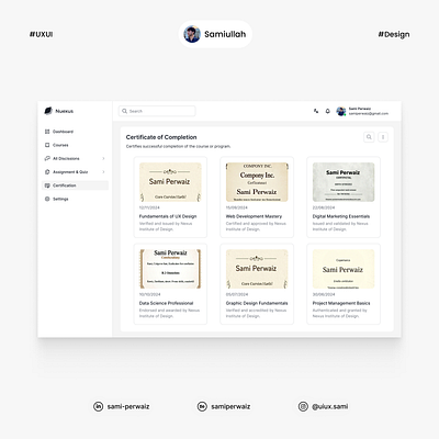 Certificate of Completion Page Design. acertificate uiux