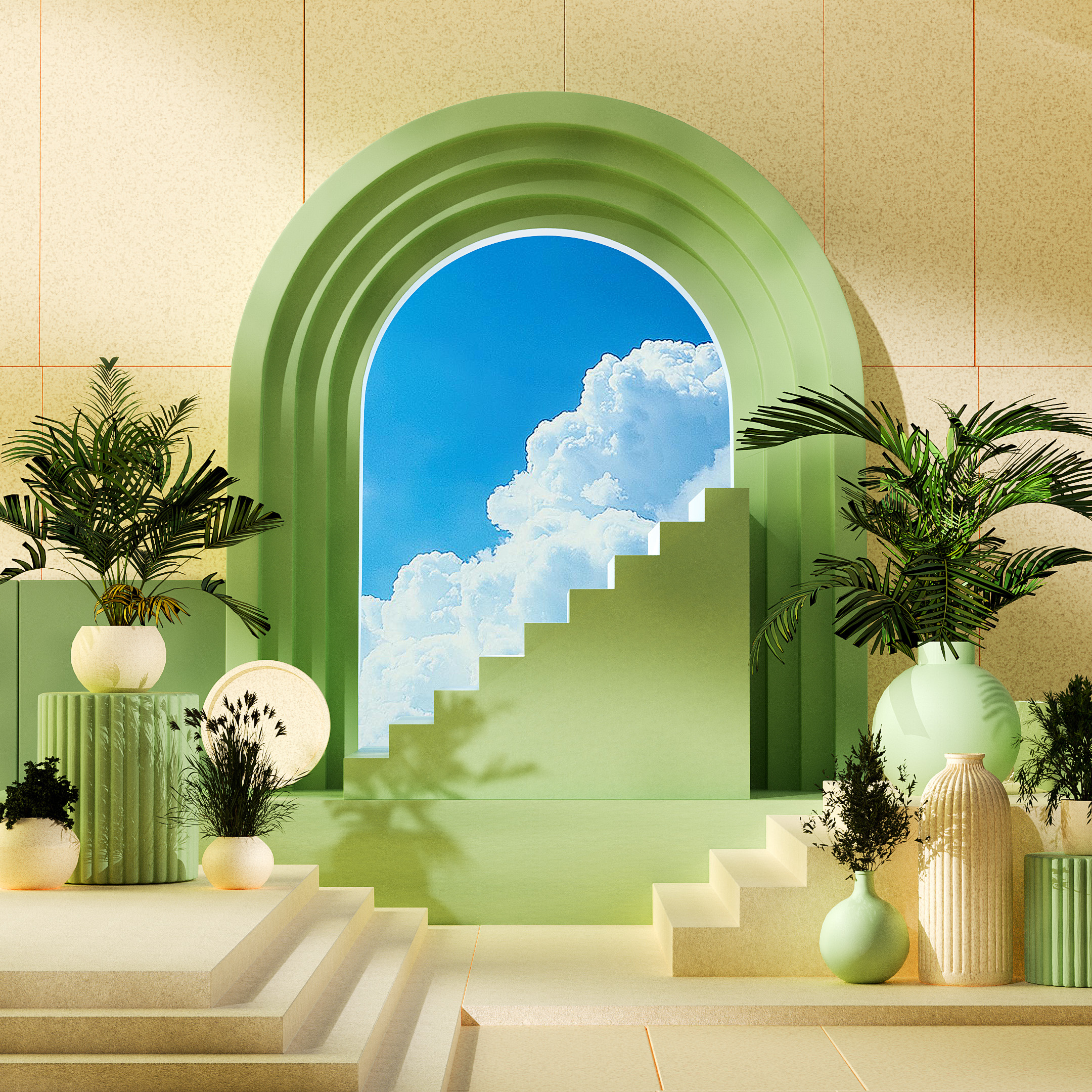Green Portal Abstraction 3d abstact blender cycles illustration interior