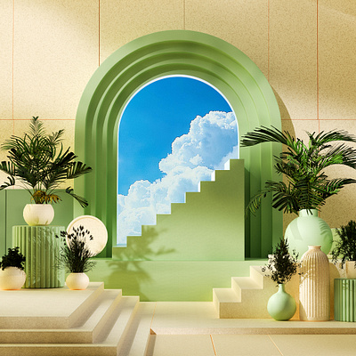 Green Portal Abstraction 3d abstact blender cycles illustration interior