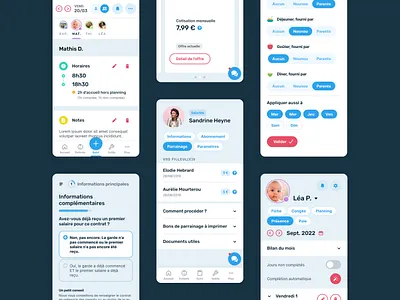 🍼 Nounou Top app cards care child child care design figma kids mobile ui webdesign website