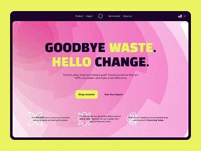 Zero waste product landing page concept animation branding design gradient hero landing page product promotional recycle ui ux vibrant web web design zero waste