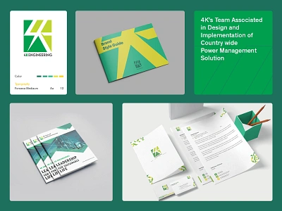 Brand Identity Design for 4K Engineering 4k engineering brand guideline branding brandkit construction designoftheday energy engineering logo graphic design green illustration illustration art logo logo design logo mark power safety telecom