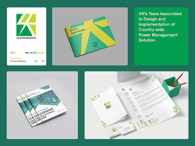 Brand Identity Design for 4K Engineering 4k engineering brand guideline branding brandkit construction designoftheday energy engineering logo graphic design green illustration illustration art logo logo design logo mark power safety telecom