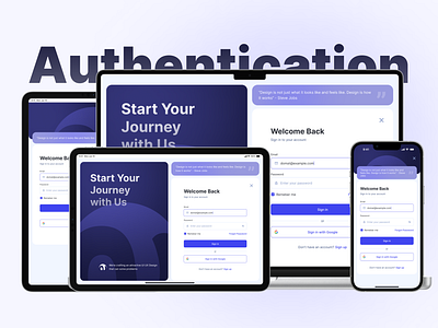 Authentication Website UI Kit - Rounded Style authentication design system forgot password login register reset password sign in sign up ui design ui kit web design website