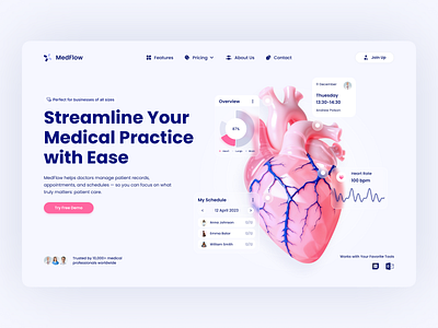 Landing Page Design for Medical App app design figma landing page managment ui