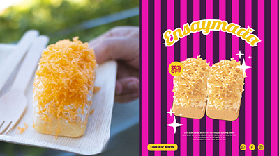 Ensaymada advertisement bakery cake caramel ensaymada close up poster slice sugar texture traditional vignetting