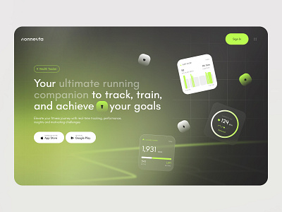 Connecta — Website UI for Running & Fitness Tracker activity app application challenge design fitness health running sport ui web web design website