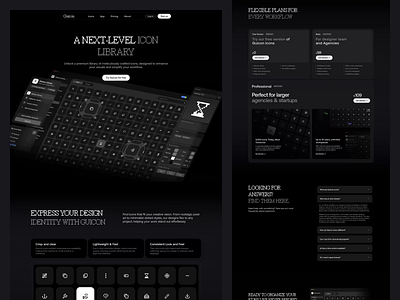 Guicon - Icon Library Landing Pages animation dark icon library icons landing page ui ui interactions ux websites