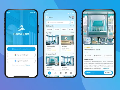 Home/House Rent Mobile App Design app design booking app ecommerce app home rent app homerent hotel booking house booking house booking app house rent landing page minimal app design mobile app mobile homepage ui ui design ux