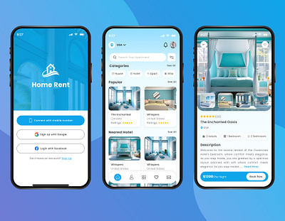 Home/House Rent Mobile App Design app design booking app ecommerce app home rent app homerent hotel booking house booking house booking app house rent landing page minimal app design mobile app mobile homepage ui ui design ux