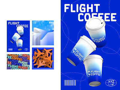 Brand identity for a coffee shop with an airport atmosphere 3d branding graphic design logo