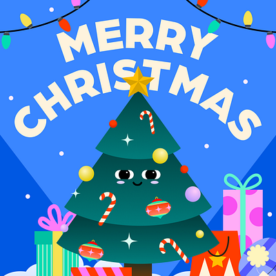 Merry Christmas 2d animation branding christmas design flat illustration logo lottie animations lottiefiles motion graphics presents ui xmas xmas tree