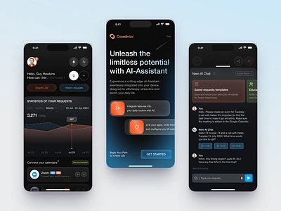 Coordinize - Mobile for AI app app design app project app ui design application application ui design graphic design home screen app ios ios app iphone app mobile app mobile app ui mobile design ui uiux ux