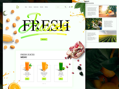 Fresh Juices // Website banner concept design digital e commerce graphic design illustration landing page logo pitch deck ui ux visual web design website design